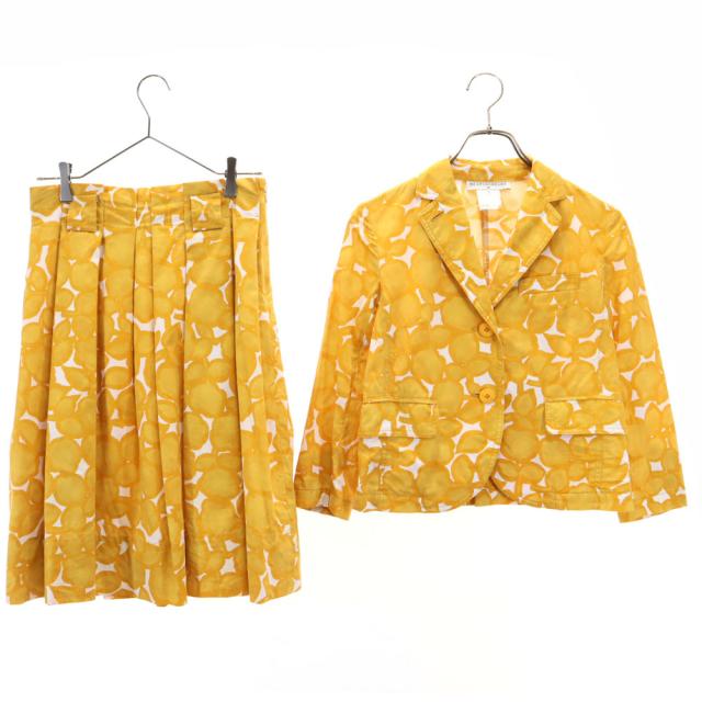 ビーティングハート 日本製 花柄 7分袖 カジュアル スカートスーツ 上下セットアップ 1 マスタード BEATINGHEART レディース