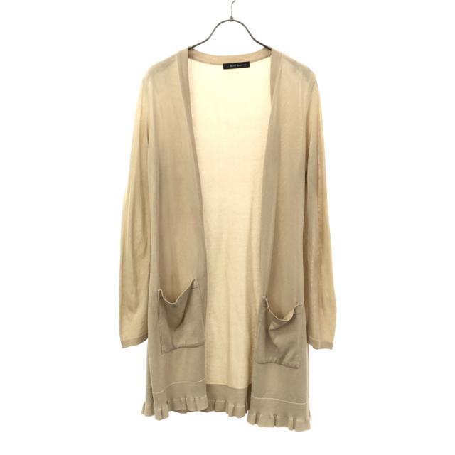 ルネベーシック 日本製 長袖 ロング ニットカーディガン 36 ベージュ Rene basic フリル レディース