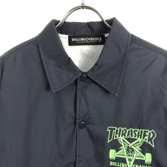 ローリングクレイドル スラッシャー コラボ バックプリント コーチジャケット S ネイビー ROLLING CRADLE THRASHER メンズ_2