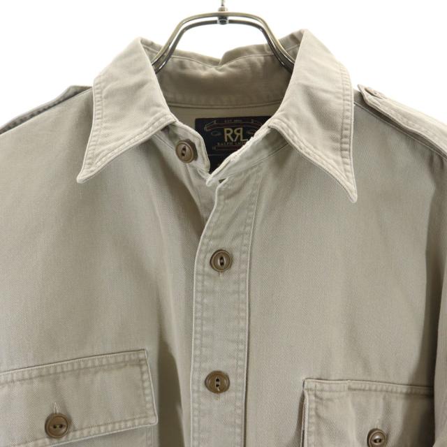 RRL 90s 赤3星 初期タグ オールド 長袖 ワークシャツ M グレージュ ダブルアールエル RALPH LAUREN メンズ_7