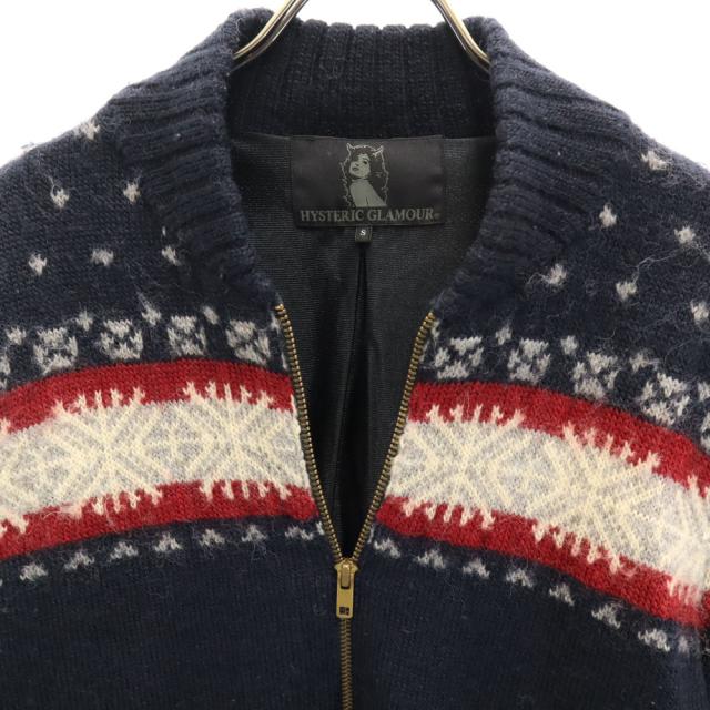 ヒステリックグラマー ノルディック柄 ニットジャケット S ネイビー HYSTERIC GLAMOUR ブルゾン メンズ_4