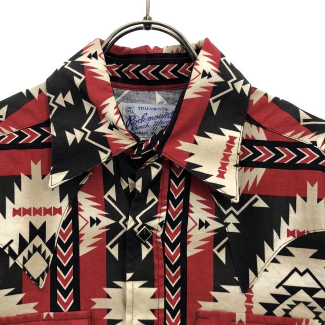 ロックマウント 70s USA製 ネイティブ 長袖 ウエスタンシャツ 14.5