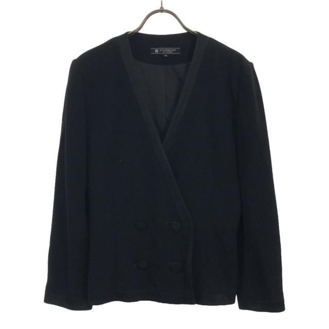ジバンシー 90s ノーカラージャケット 8 ブラック Givenchy フォーマル オールド レディース
