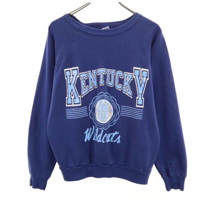 チャンピオン 80s USA製 ヴィンテージ トリコタグ カレッジ 長袖 スウェット トレーナー L 青紺 Champion 裏起毛 レディース