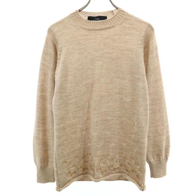 トリココムデギャルソン 1997年 90s 日本製 オールド 花柄刺繍 長袖 セーター ベージュ tricot COMME des GARCONS ニット レディース