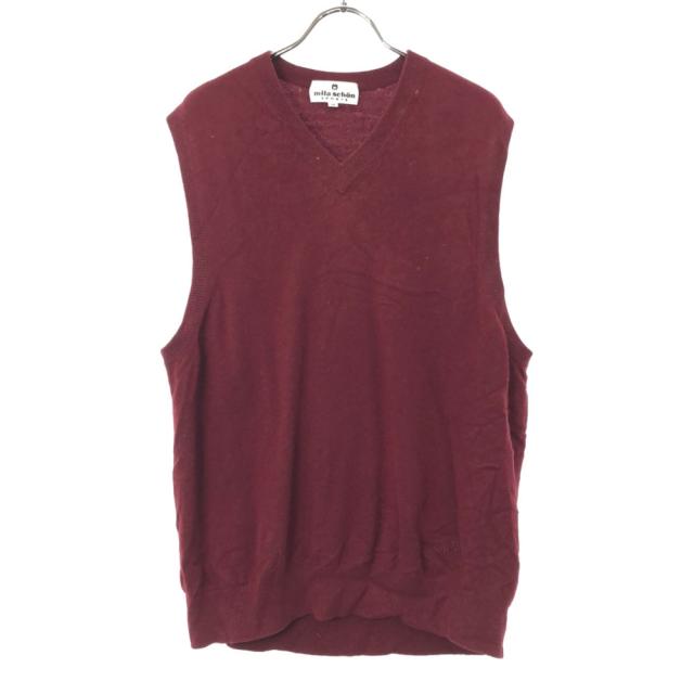 ミラショーン カシミヤ100％ Vネック ニットベスト M レッド系 mila schon メンズ