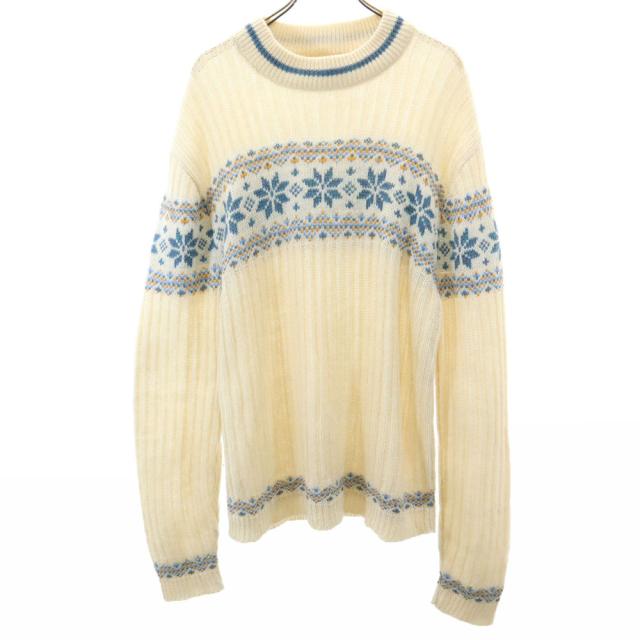 Van Cort 70s 80s アクリル ヴィンテージ ノルディック柄 長袖 セーター L アイボリー系 ニット メンズの通販は