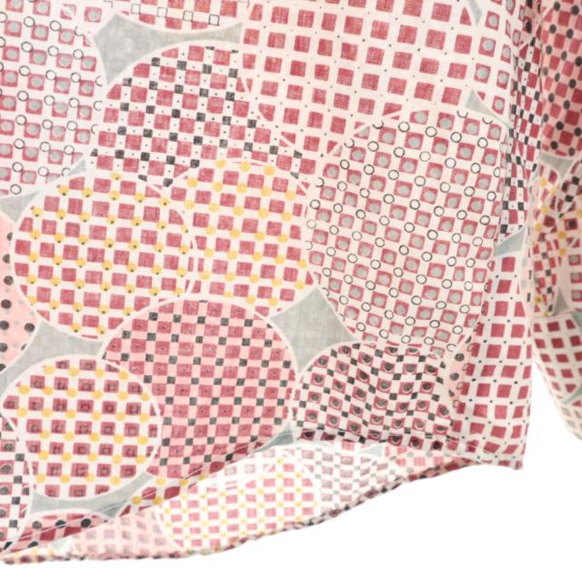 タウンクラフト 70s 総柄 長袖 シャツ L レッド系 TOWNCRAFT J.C.PENNEY オールド ヴィンテージ メンズ