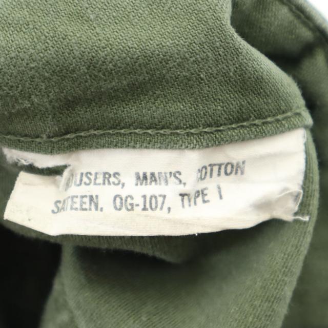 アメリカ軍 70s DSA コットンサテン ヴィンテージ ベイカー パンツ W30 カーキ US ARMY ミリタリー ボタンフライ メンズ_9