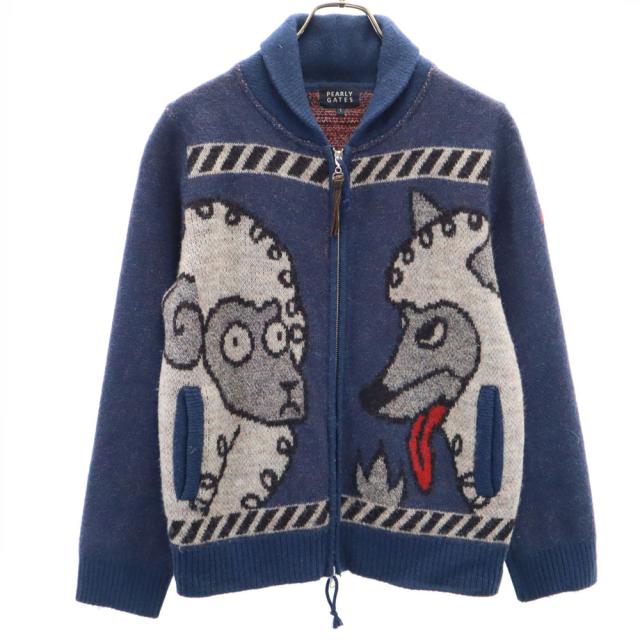 パーリーゲイツ 日本製 ゴルフ ショールカラー ニットジャケット 1 ネイビー PEARLY GATES レディース