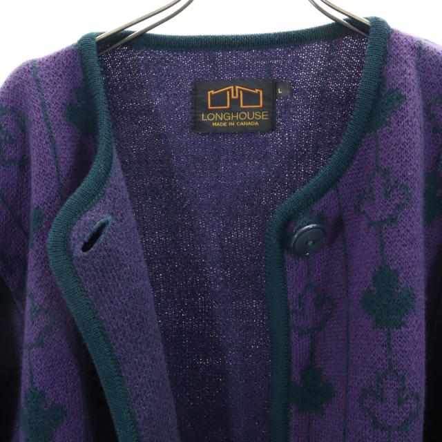 ロングハウス ウール 長袖 ニットカーディガン L パープル系 LONGHOUSE レディース ロングハウス ウール 長袖 ニットカーディガン L パープル系 LONGHOUSE