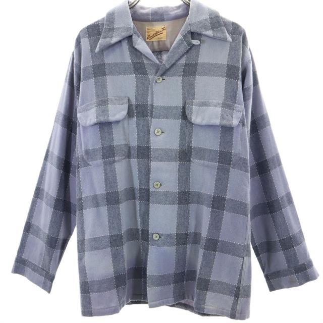 50S VINTAGE SEAWANEE 格子オンブレチェック 開襟 シャツ M 50S VINTAGE SEAWANEE 格子オンブレチェック 開襟 シャツ M オンブレ