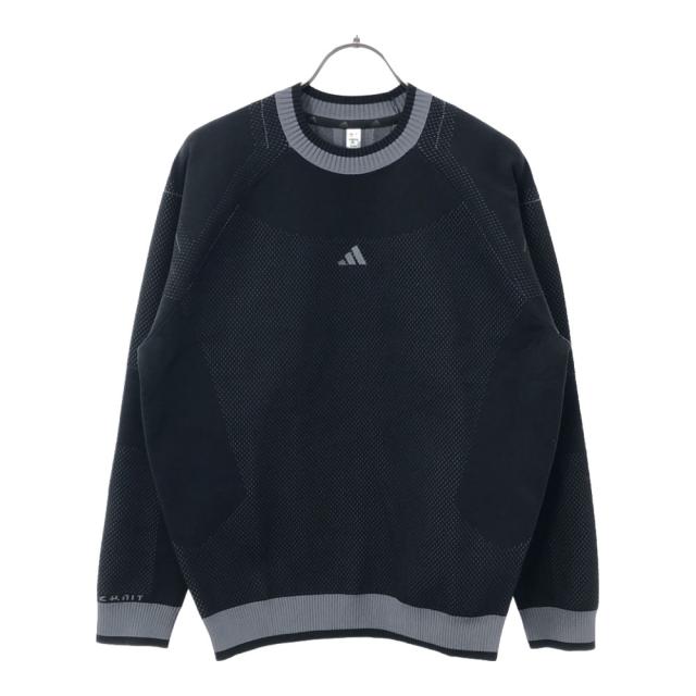 未使用 アディダス ロゴ刺繍 長袖 ニット M ブラック×グレー adidas プルオーバー タグ付き セーター レディース