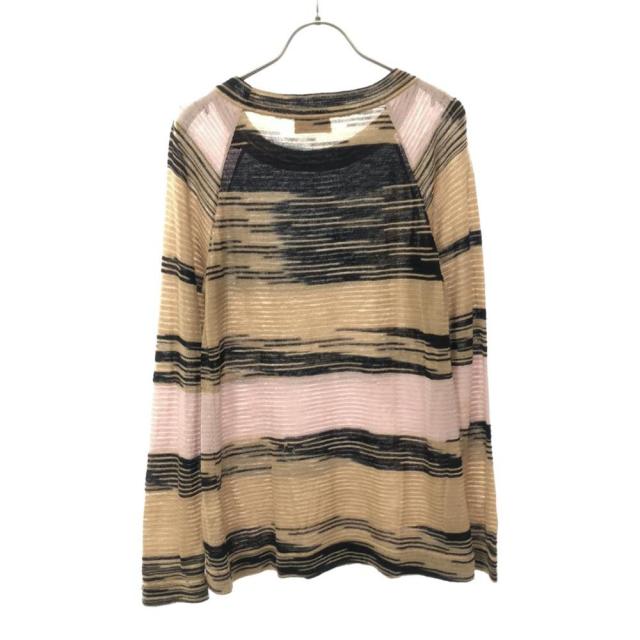 ミッソーニ イタリア製 ウールブレンド ボーダー柄 長袖 セーター 42 ベージュ系 Missoni ニット レディース MISSONI セーター ミッソーニ イタリア製 ウールブレンド ボーダー柄