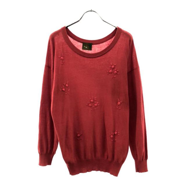 ケンゾージャングル 90s イタリア製 オールド 花刺繍 長袖 セーター M レッド KENZO JUNGLE ニット レディースの通販は