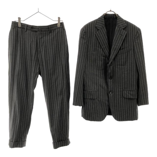 ボリオリ イタリア製 ウール100％ ストライプ スーツ 上下セットアップ 46 グレー系 BOGLIOLI ダブル仕上げ メンズ
