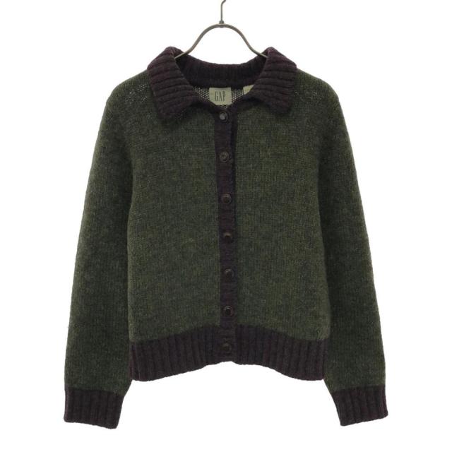 ギャップ 90s ウール オールド 衿付き ニットカーディガン M グリーン×パープル GAP レディースの通販は 4,805円