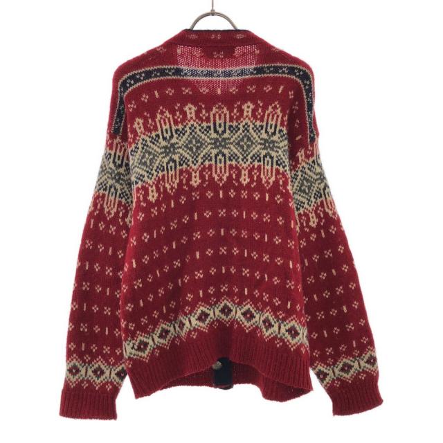 エルエルビーン 80s USA製 ウールブレンド ヴィンテージ ノルディック柄 長袖 クルーネック ニットカーディガン L.L.Bean レディース