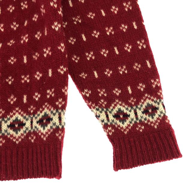 エルエルビーン 80s USA製 ウールブレンド ヴィンテージ ノルディック柄 長袖 クルーネック ニットカーディガン L.L.Bean レディース