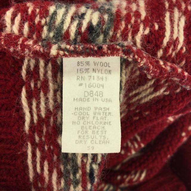 エルエルビーン 80s USA製 ウールブレンド ヴィンテージ ノルディック柄 長袖 クルーネック ニットカーディガン L.L.Bean レディース