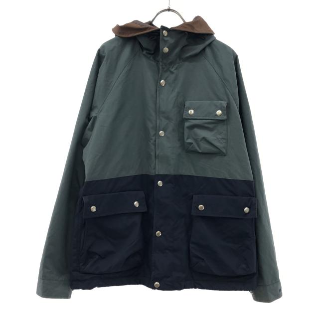 デリシャス 日本製 ロゴ刺繍 トレース マウンテンパーカー 5 グリーン×ネイビー DELICIOUS 裏フリース バックポケット メンズ