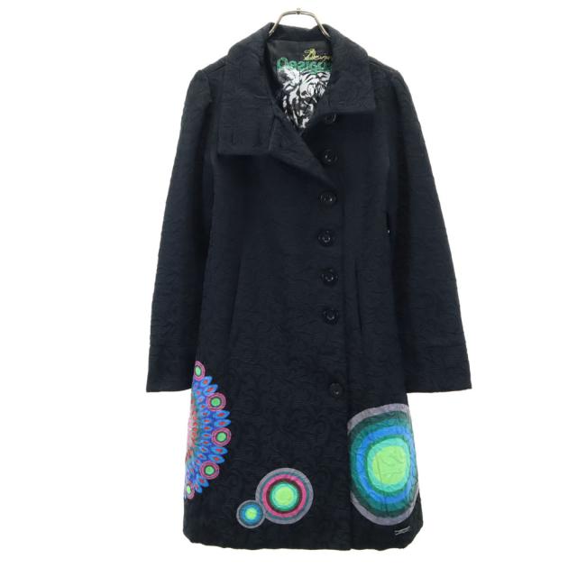 デジグアル ロングコート 38 ブラック Desigual 刺繍 レディース
