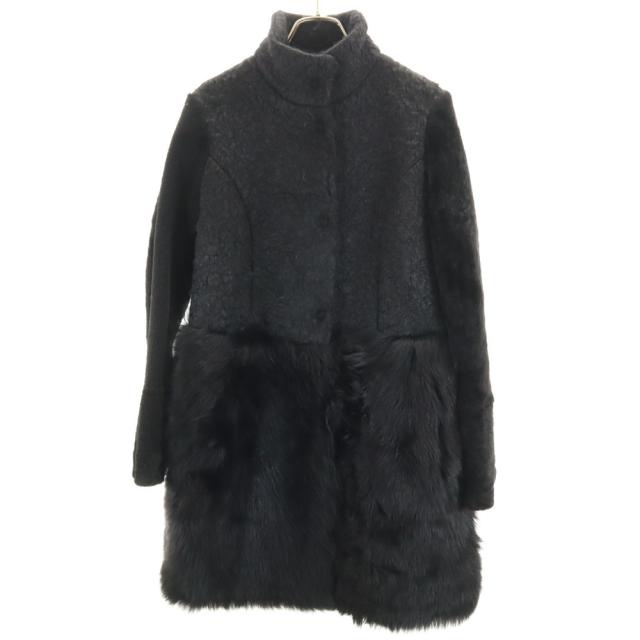 ドローム イタリア製 フェイクファー コート XS ブラック DROMe レディース