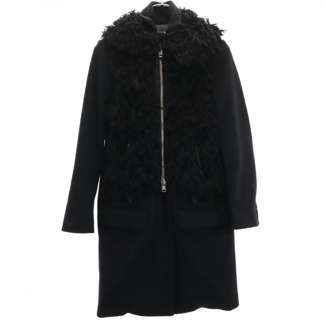 サカイ 日本製 メルトン コート 2 ブラック Sacai レディース