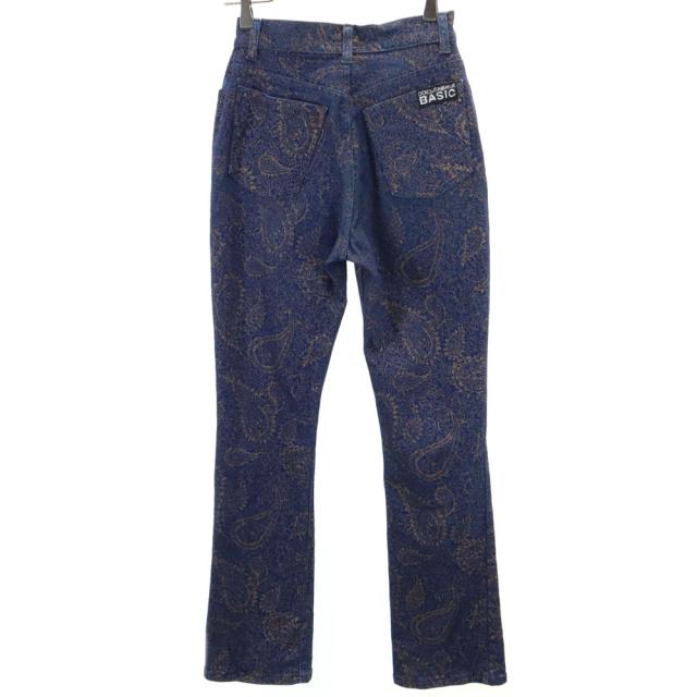 ドルチェアンドガッバーナ ベーシック ペイズリー柄 ブーツカットパンツ 40 ネイビー DOLCE&GABBANA BASIC レディース ドルチェアンドガッバーナ ベーシック ペイズリー柄 ブーツカット
