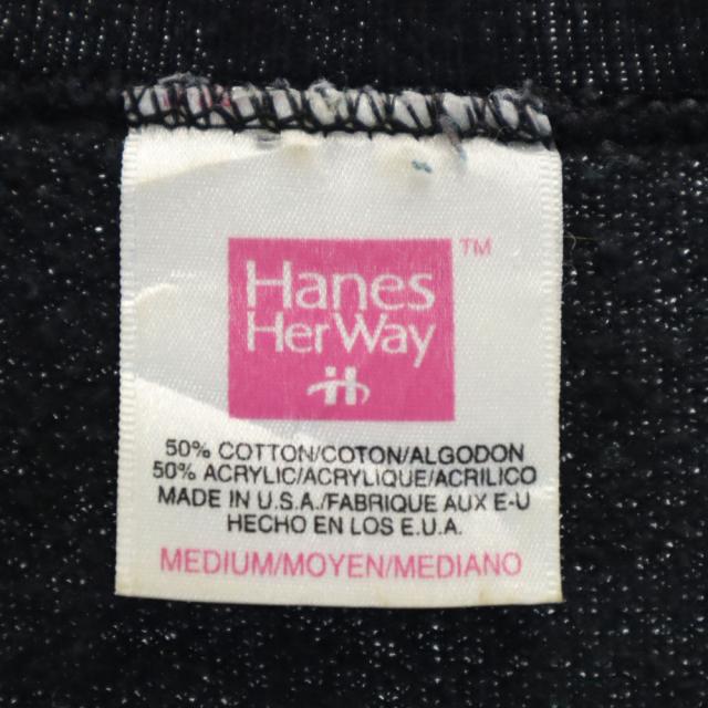 ヘインズ 90s アップル オールド 企業 長袖 トレーナー M ブラック系 Hanes スウェット 裏起毛 メンズ