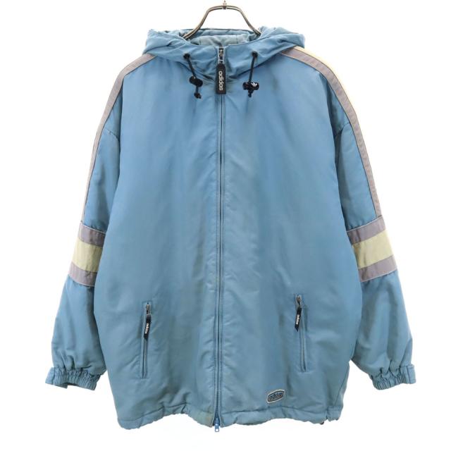 アディダス 80s オールド デサント製 トレフォイルロゴ ナイロンジャケット M ライトブルー adidas 裏ボア フーディー メンズ