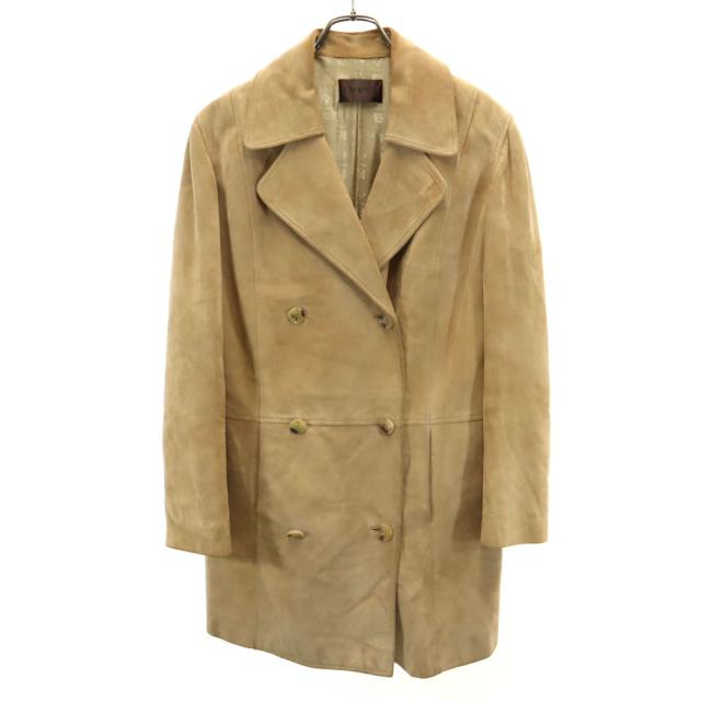 ロエベ スペイン製 スエード レザーコート 40 ベージュ LOEWE レディース