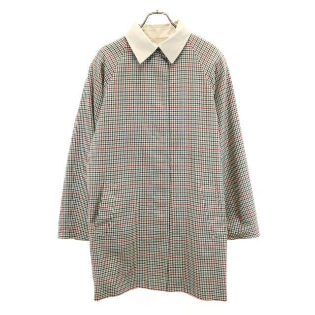 アクアスキュータム 70s イングランド製 ヴィンテージ チェック柄 リバーシブル ステンカラーコート 12 Aquascutum レディース