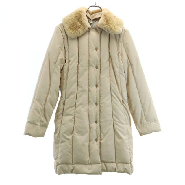 サルヴァトーレフェラガモ 90s イタリア製 オールド ラビットファー付き 中綿コート 42 ベージュ Salvatore Ferragamo レディース