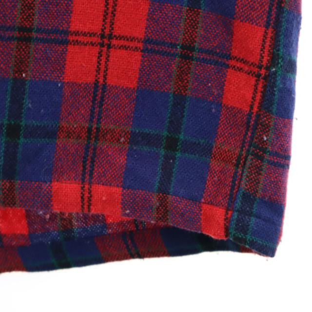 Country and Casual 60s ヴィンテージ ウールブレンド チェック柄 長袖 開襟 ウールシャツ 15M151/2 レッド×ブルー メンズ_6