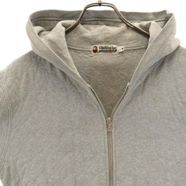 アベイシングエイプ 日本製 スター柄 長袖 スウェット ジップパーカー M グレー A BATHING APE キルティング メンズ_5