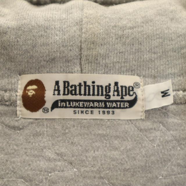 アベイシングエイプ 日本製 スター柄 長袖 スウェット ジップパーカー M グレー A BATHING APE キルティング メンズ_7