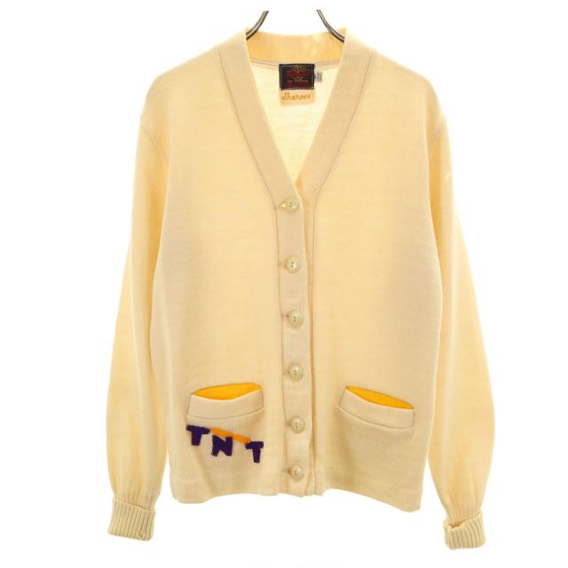 カンデル 60s ヴィンテージ レタード 長袖 Vネック ニットカーディガン アイボリー Kandel レディース