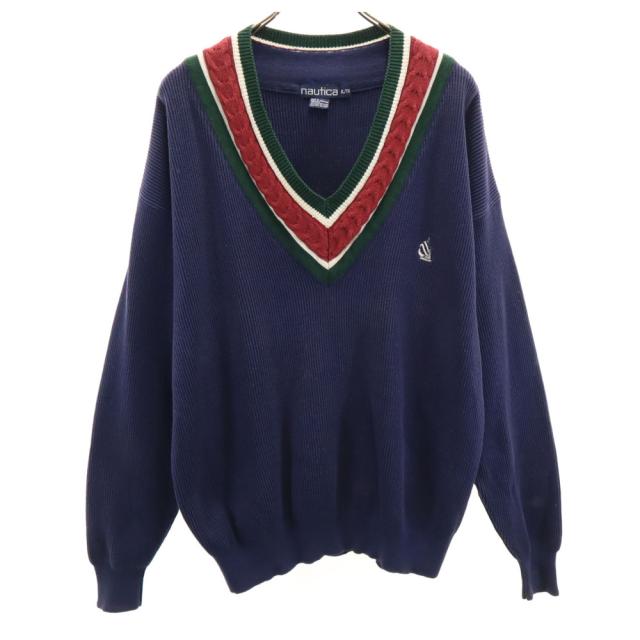 ノーティカ 90s オールド チルデン 長袖 Vネック セーター XL ネイビー NAUTICA ニット メンズの通販は