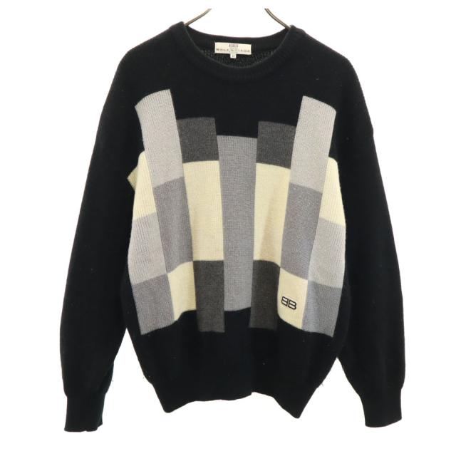 バレンシアガ スポーツ 90s オールド 長袖 セーター M ブラック BALENCIAGA SPORT ニット メンズ