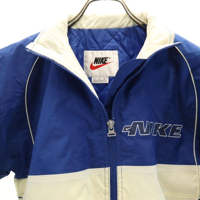 未使用 ナイキ 90s オールド 白タグ 未使用 ナイロンジャケット XS ブルー NIKE 裏キルティング タグ付き キッズ_3