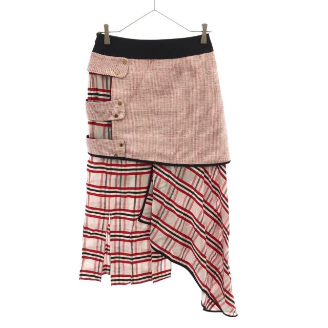 未使用 アカネウツノミヤ 日本製 チェック柄 ミモレ丈 スカート 38 AKANE UTSUNOMIYA 裏地付き サイドジップ タグ付き レディース