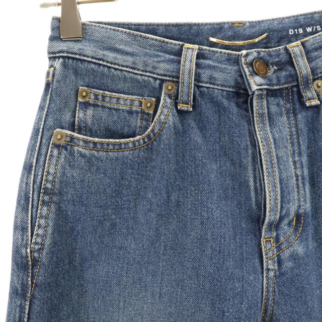 サンローラン イタリア製 テーパードデニムパンツ W24 ウォッシュブルー SAINT LAURENT ジーンズ ボタンフライ レディース_4