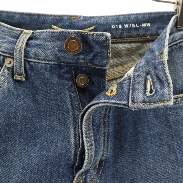 サンローラン イタリア製 テーパードデニムパンツ W24 ウォッシュブルー SAINT LAURENT ジーンズ ボタンフライ レディース_6