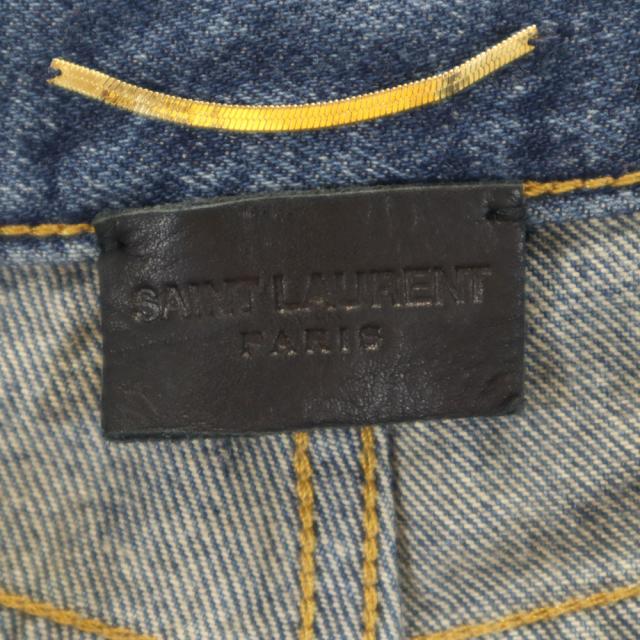 サンローラン イタリア製 テーパードデニムパンツ W24 ウォッシュブルー SAINT LAURENT ジーンズ ボタンフライ レディース_7