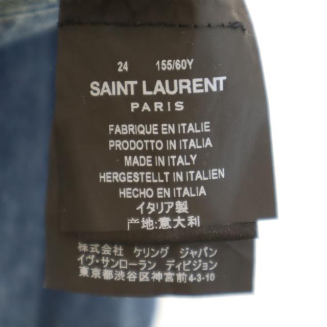 サンローラン イタリア製 テーパードデニムパンツ W24 ウォッシュブルー SAINT LAURENT ジーンズ ボタンフライ レディース_8