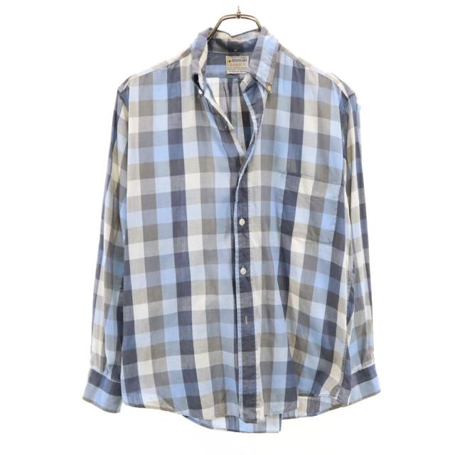 BELGRADE 60s ヴィンテージ チェック柄 長袖 ボタンダウンシャツ S ブルー系 メンズ