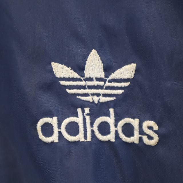 アディダス 70s 80s ヴィンテージ デサント製 トレフォイルロゴ ナイロンジャケット M ネイビー adidas フード有り メンズ_3