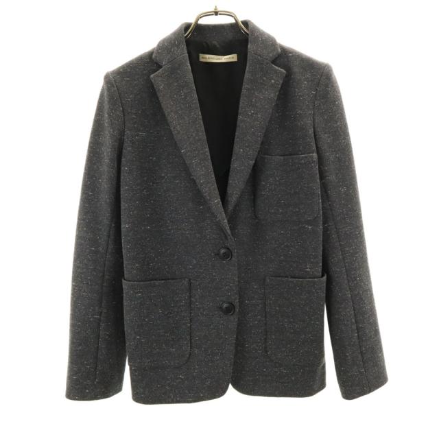 バレンシアガ パリス フランス製 ネップ入り テーラードジャケット 34 チャコールグレー BALENCIAGA PARIS ブレザー レディース