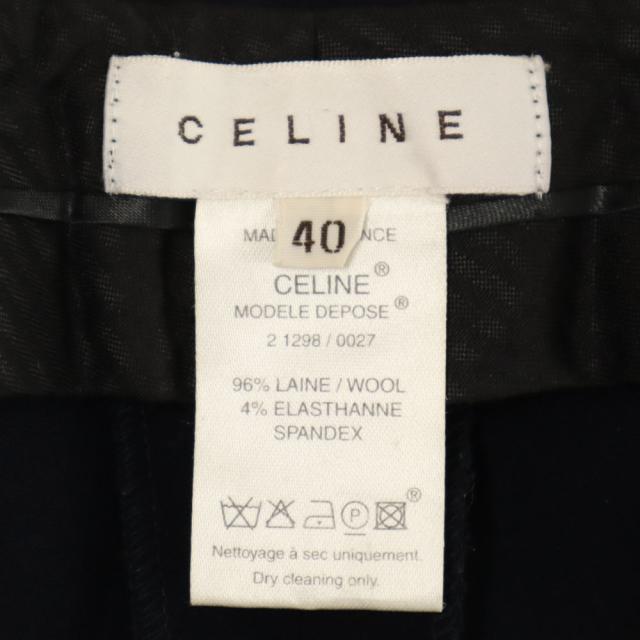セリーヌ フランス製 ウールブレンド スラックスパンツ 40 ネイビー CELINE レディース_5